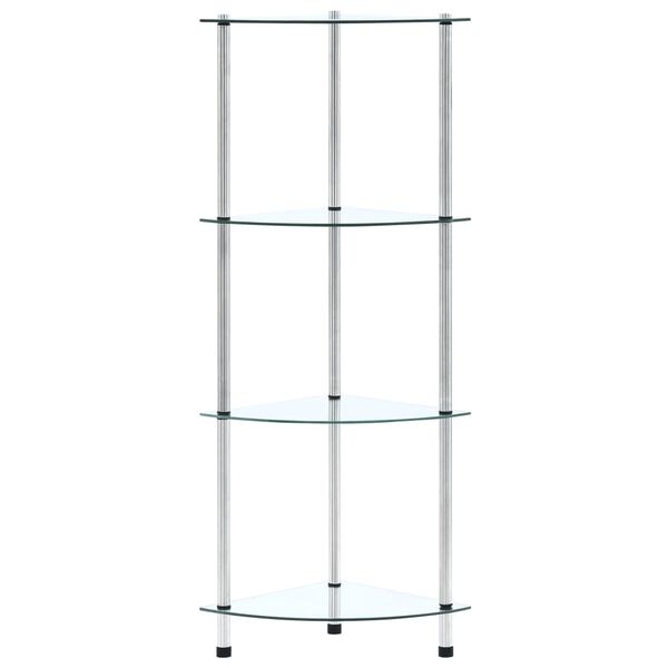 vidaXL Lentyna, 4 aukštų, permatoma, 30x30x100cm, grūdintas stiklas