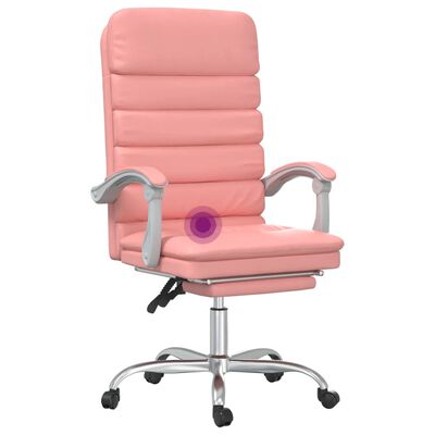vidaXL Atlošiama masažinė biuro kėdė, rožinės spalvos, dirbtinė oda