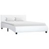 vidaXL Lovos rėmas su LED, baltos spalvos, 140x200cm, dirbtinė oda