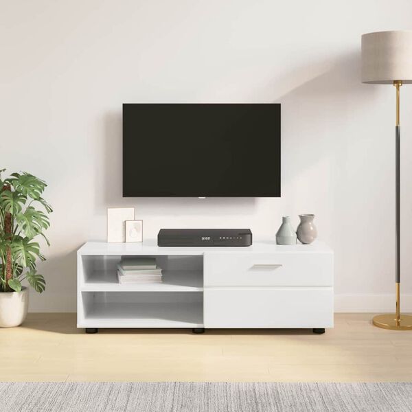 vidaXL Medinė spinta Auk&scaron;tai blizganti balta 100,5 x 39 x 30 cm