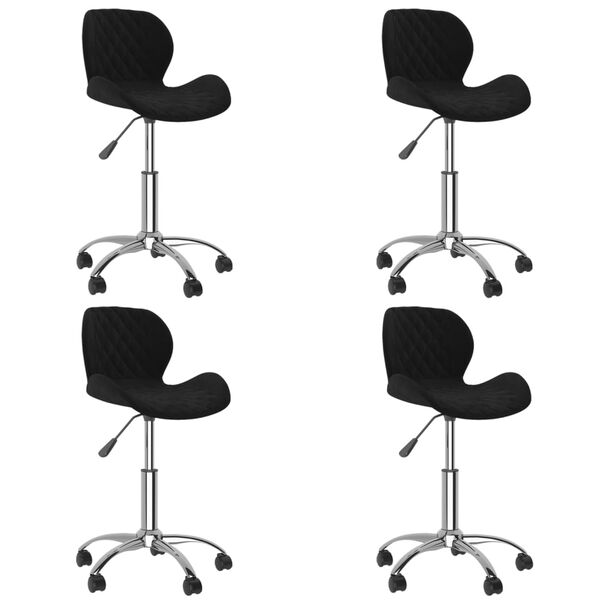 vidaXL Pasukamos valgomojo kėdės, 4vnt., juodos spalvos, aksomas