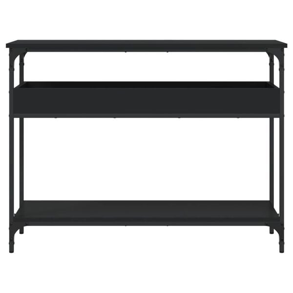 vidaXL Konsolinis staliukas su lentyna, juodas, 100x29x75cm, mediena