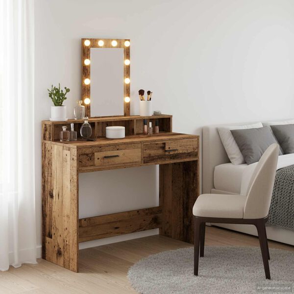 vidaXL Makiažo stalas Ruda 100 x 41 x 140 cm Apdirbta mediena