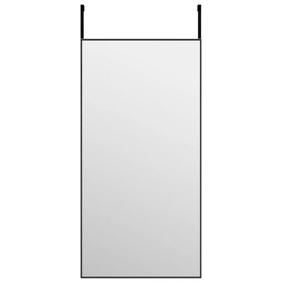 vidaXL Veidrodis ant durų, juodas, 40x80cm, stiklas ir aliuminis
