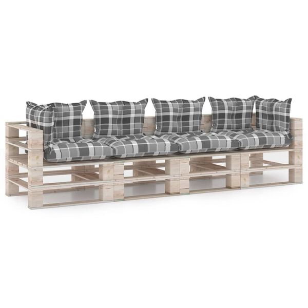 vidaXL Keturvietė sodo sofa i&scaron; palečių su pagalvėlėmis, pu&scaron;ies mediena