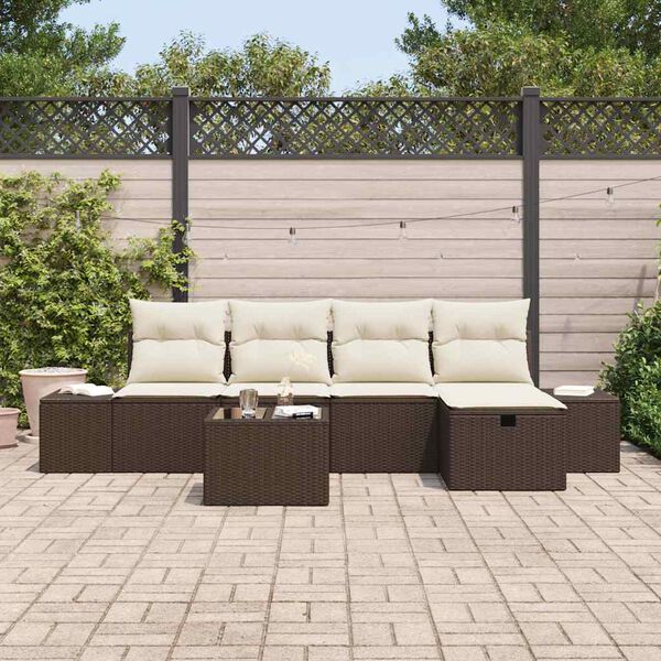 vidaXL Sodo Sofų Rinkinys 6 pcs Ruda 55 x 62 x 69 cm Poli ratanas