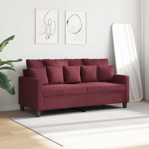 vidaXL Dvivietė sofa, raudonojo vyno spalvos, 140cm, audinys