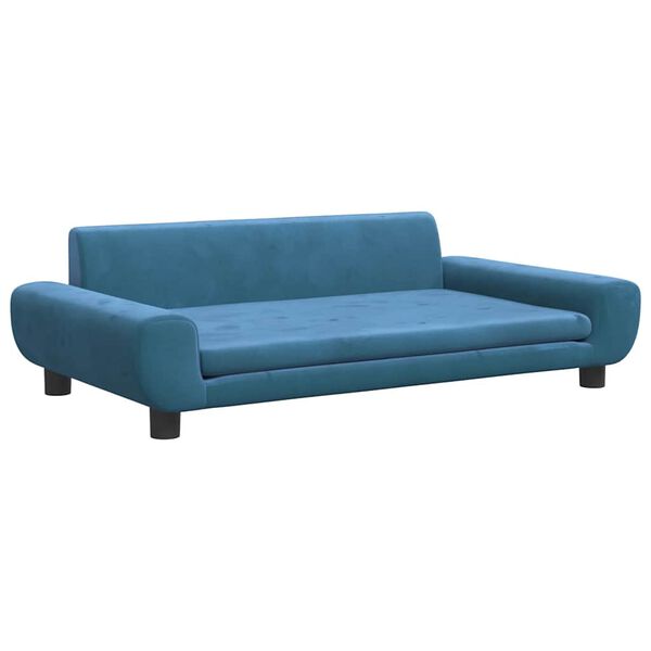 vidaXL Vaikiška sofa, mėlynos spalvos, 100x54x33cm, aksomas