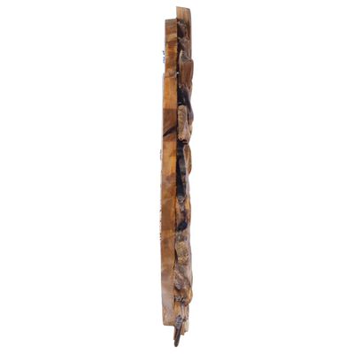 vidaXL Sieninis veidrodis, 40cm, tikmedžio mediena, apskritas
