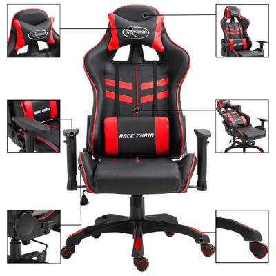 vidaXL Žaidimų kėdė, raudona, dirbtinė oda