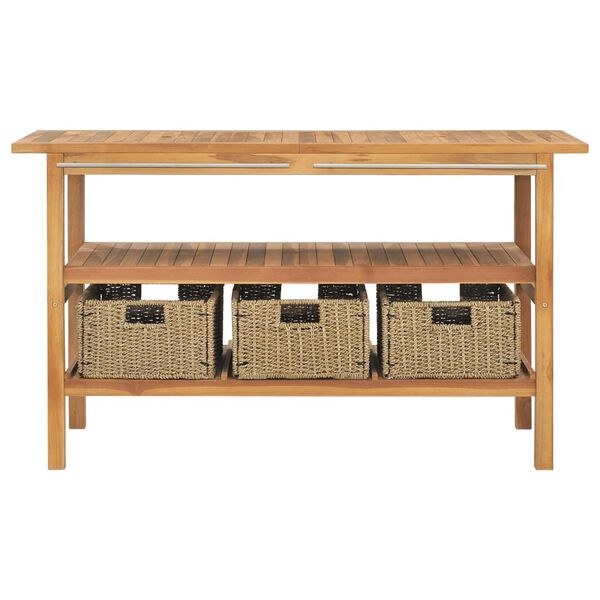 vidaXL Vonios spintelė su kreminiais praustuvais, tikmedis ir marmuras