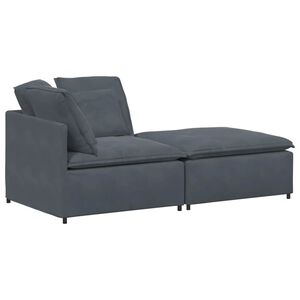 vidaXL Modulinė sofa su pakoja ir pagalvėlėmis, aksominė, tamsiai pilka
