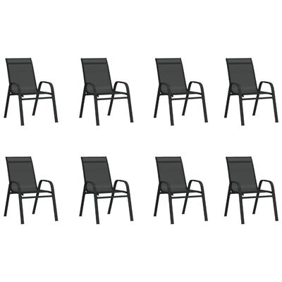 vidaXL Sodo valgomojo baldų komplektas, 9 dalių, juodos spalvos