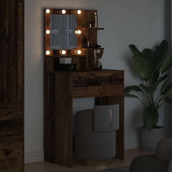 vidaXL Miegamojo persirengimo stalai su stalčių Senovinis medis