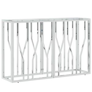 vidaXL Konsolinis staliukas, 110x30x70cm, nerūdijantis plienas/stiklas
