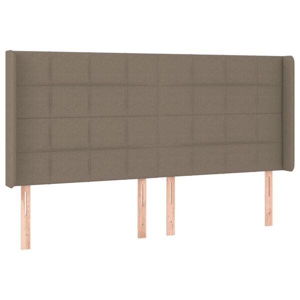 vidaXL Galvūgalis su LED, taupe spalvos, 203x16x118/128cm, audinys