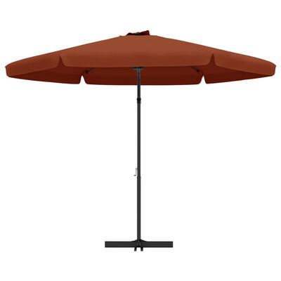 vidaXL Lauko skėtis su plieniniu stulpu, terakota spalvos, 300cm