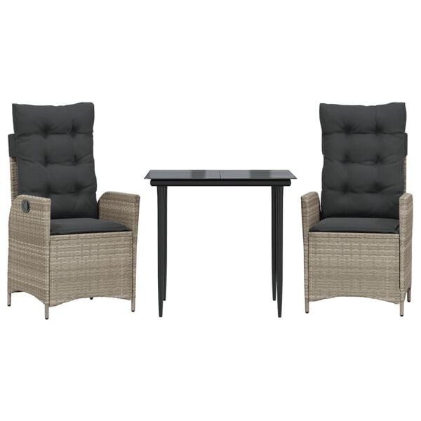 vidaXL Sodo komplektas su pagalvėlėmis, 5 dalių, pilkas, poliratanas