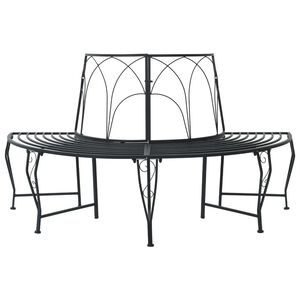vidaXL Medžio suolelis 4-Vietų skaičius 160 x 80 x 89 cm Plienas Juoda