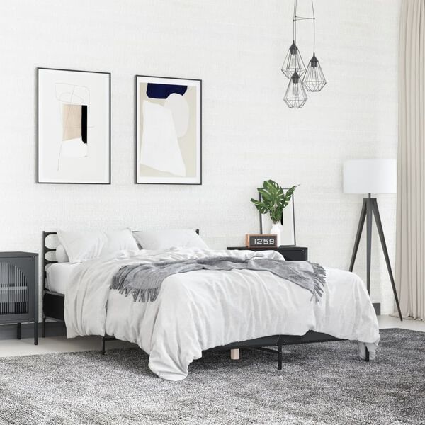 vidaXL Lovos rėmas, juodas, 120x200cm, apdirbta mediena ir metalas