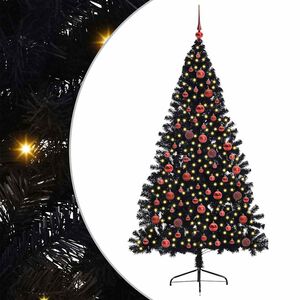 vidaXL Dirbtinis prie&scaron;&scaron;ventinis eglutė su &scaron;viesomis Juoda 180 cm PVC