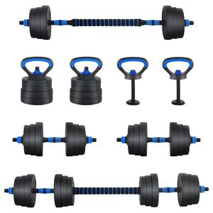 vidaXL 4-in-1 svorių rinkinys: hantelis, &scaron;tanga, kestutis 20 kg