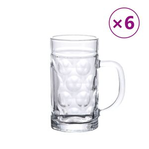 vidaXL Alaus bokalai su rankena, 6vnt., 500 ml, stiklas