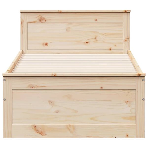 vidaXL Lovos rėmas be čiužinio su galvūgaliu, 90x200cm, pušies masyvas