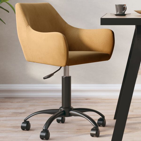 vidaXL Pasukama valgomojo kėdė, rudos spalvos, aksomas