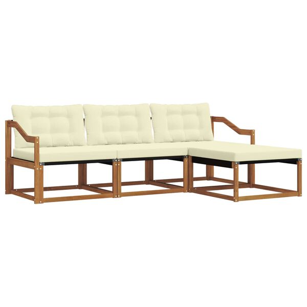 vidaXL Lauko sofos komplektas su pagalve 4 pcs Natūralus ir grietinėlė