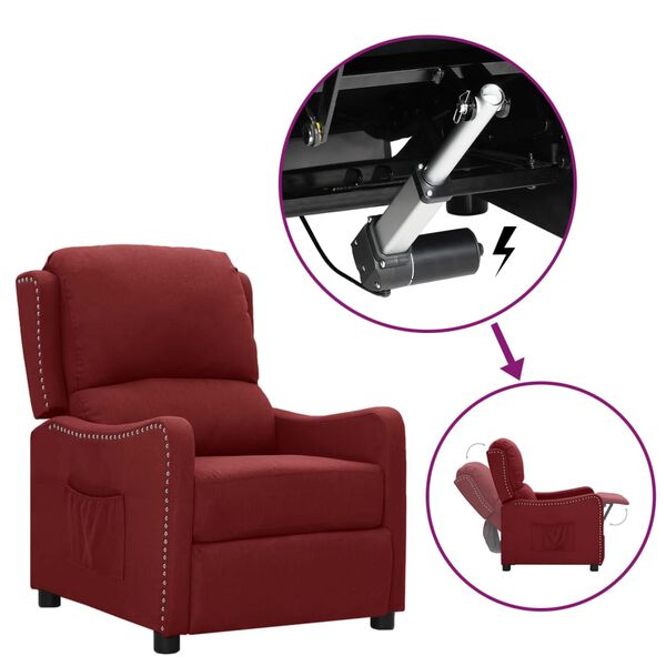 vidaXL Atsistojantis krėslas, raudonojo vyno spalvos, audinys