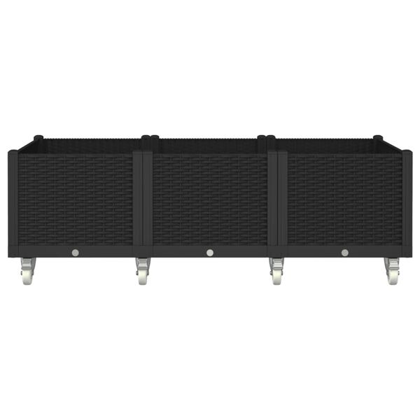 vidaXL Sodo lovelis su ratukais, juodos spalvos, 150x80x54cm, PP