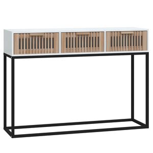 vidaXL Konsolinis staliukas, baltas, 105x30x75cm, mediena ir geležis