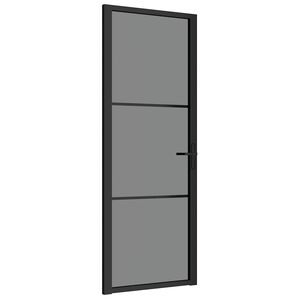 vidaXL Vidaus durys, juodos, 76x201,5cm, ESG stiklas ir aliuminis