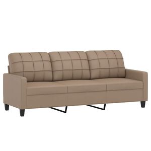 vidaXL Trivietė sofa, kapučino spalvos, 180cm, dirbtinė oda