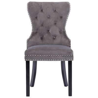 vidaXL Valgomojo kėdės, 4vnt., pilkos spalvos, aksomas (2x287959)