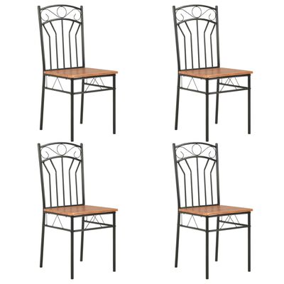 vidaXL Valgomojo kėdės, 4 vnt., rudos spalvos, MDF