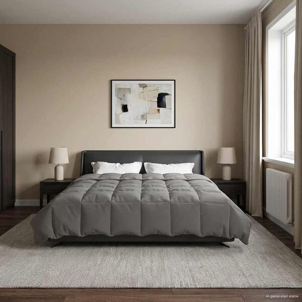 vidaXL Pilna metų antklodė &Scaron;viesiai pilka 200 x 220 cm Mikropluo&scaron;tas