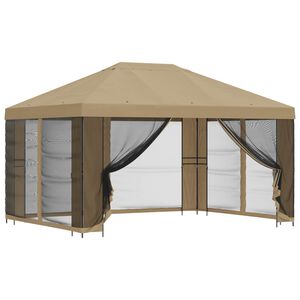 vidaXL Sodo pavėsinė su &scaron;oninėmis sienelėmis 4 &times; 3 m Smėlio