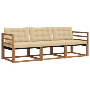vidaXL Lauko sofos komplektas su pagalve 3 pcs Natūralus ir bežinis