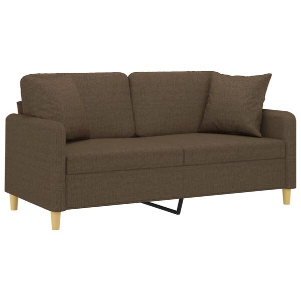 vidaXL Dvivietė sofa su pagalvėmis, ruda, 140cm, audinys