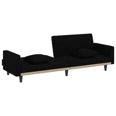 vidaXL Sofa-lova su pagalvėlėmis, juodos spalvos, audinys