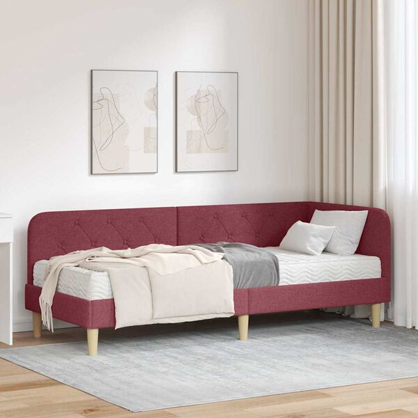 vidaXL Kampinė lovos konstrukcija Vyno raudona 80 x 200 cm audinys