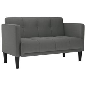 vidaXL Dvivietė sofa, tamsiai pilka, 111 cm, audinys