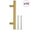vidaXL Spintelės rankenėlės, 10vnt., auksinės, atstumas tarp skylių 64 mm bendras ilgis 100 mm, nerūdijantis plienas
