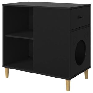 vidaXL Katės namelis Juoda 72 x 42,5 x 70 cm Apdirbta mediena