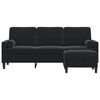 vidaXL Trivietė sofa su pakoja, juodos spalvos, 180cm, aksomas