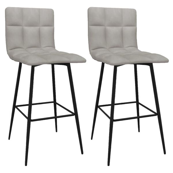 vidaXL Baro taburetės, 2vnt., &scaron;viesiai pilkos spalvos, aksomas