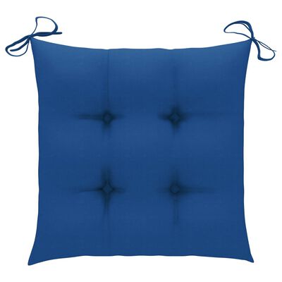 vidaXL Sodo kėdės su mėlynomis pagalvėlėmis, 6vnt., tikmedis