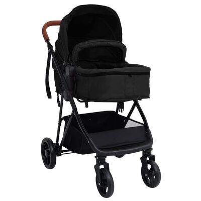 vidaXL Vaikiškas vežimėlis 3-1, antracito ir juodos spalvos, plienas